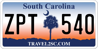 SC license plate ZPT540