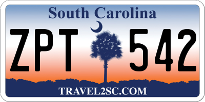SC license plate ZPT542