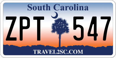SC license plate ZPT547