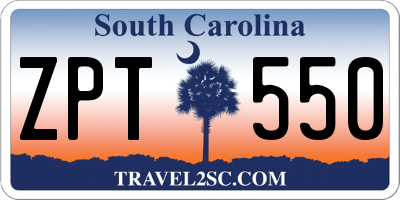 SC license plate ZPT550
