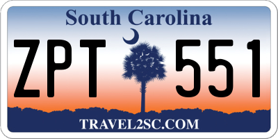SC license plate ZPT551