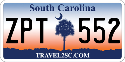 SC license plate ZPT552