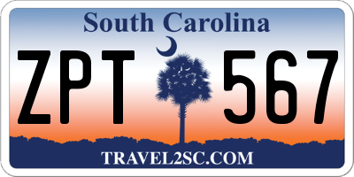 SC license plate ZPT567