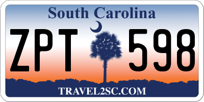 SC license plate ZPT598