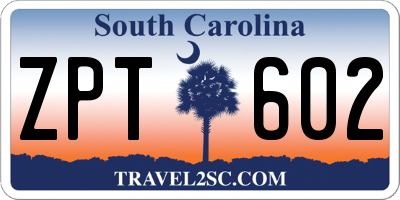SC license plate ZPT602