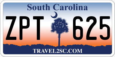 SC license plate ZPT625