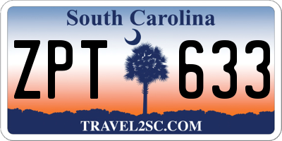 SC license plate ZPT633