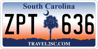 SC license plate ZPT636
