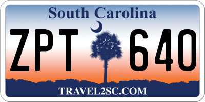 SC license plate ZPT640