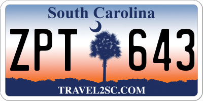 SC license plate ZPT643