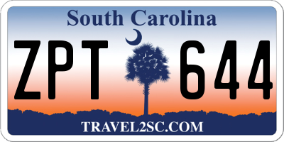 SC license plate ZPT644