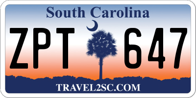 SC license plate ZPT647