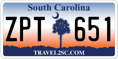 SC license plate ZPT651