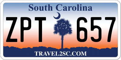 SC license plate ZPT657