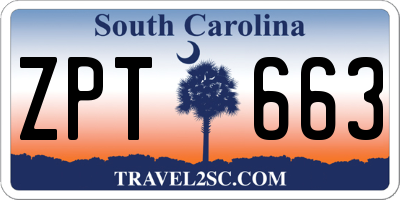 SC license plate ZPT663