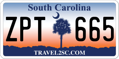 SC license plate ZPT665