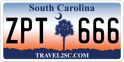 SC license plate ZPT666