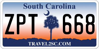 SC license plate ZPT668