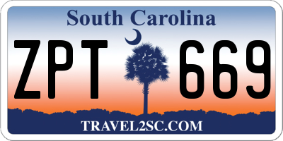 SC license plate ZPT669