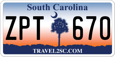 SC license plate ZPT670