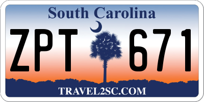 SC license plate ZPT671