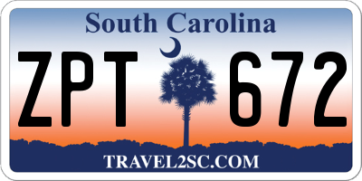 SC license plate ZPT672