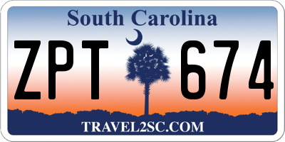 SC license plate ZPT674