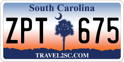 SC license plate ZPT675