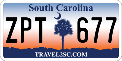 SC license plate ZPT677