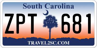 SC license plate ZPT681