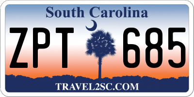 SC license plate ZPT685