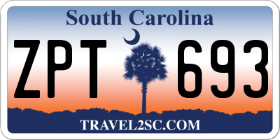 SC license plate ZPT693