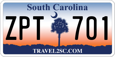 SC license plate ZPT701