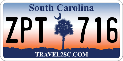 SC license plate ZPT716