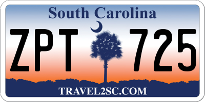 SC license plate ZPT725