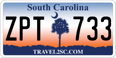 SC license plate ZPT733