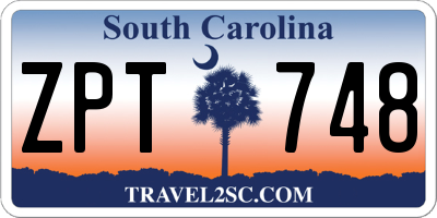 SC license plate ZPT748
