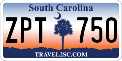 SC license plate ZPT750
