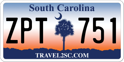 SC license plate ZPT751