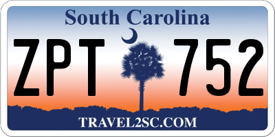 SC license plate ZPT752