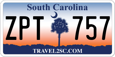 SC license plate ZPT757