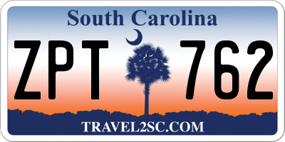 SC license plate ZPT762