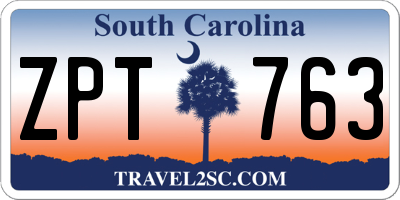 SC license plate ZPT763