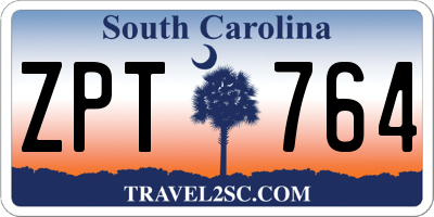 SC license plate ZPT764