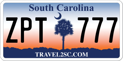 SC license plate ZPT777