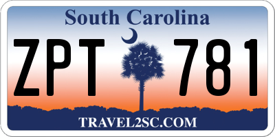 SC license plate ZPT781