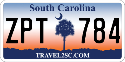 SC license plate ZPT784