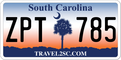 SC license plate ZPT785
