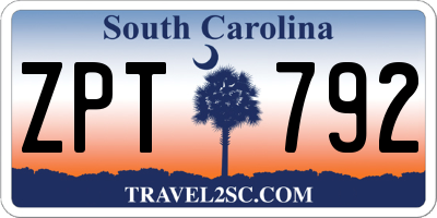 SC license plate ZPT792