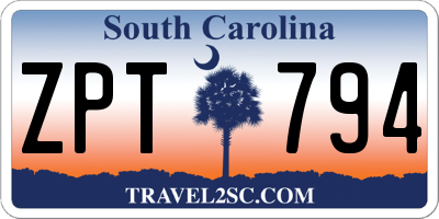 SC license plate ZPT794